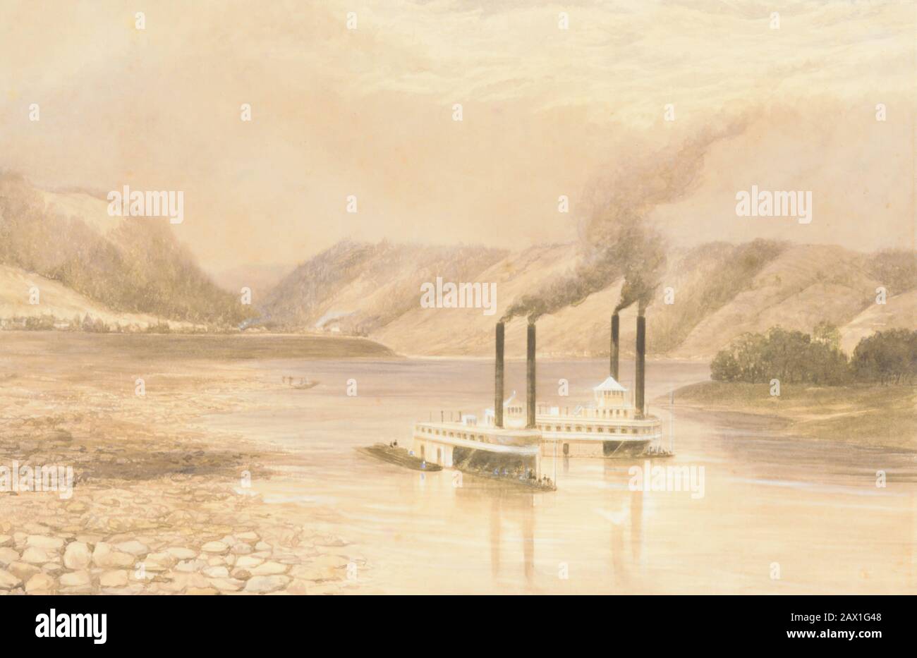 Der Ohio River in der Nähe von Wheeling, West Virginia, 1859-60. Stockfoto