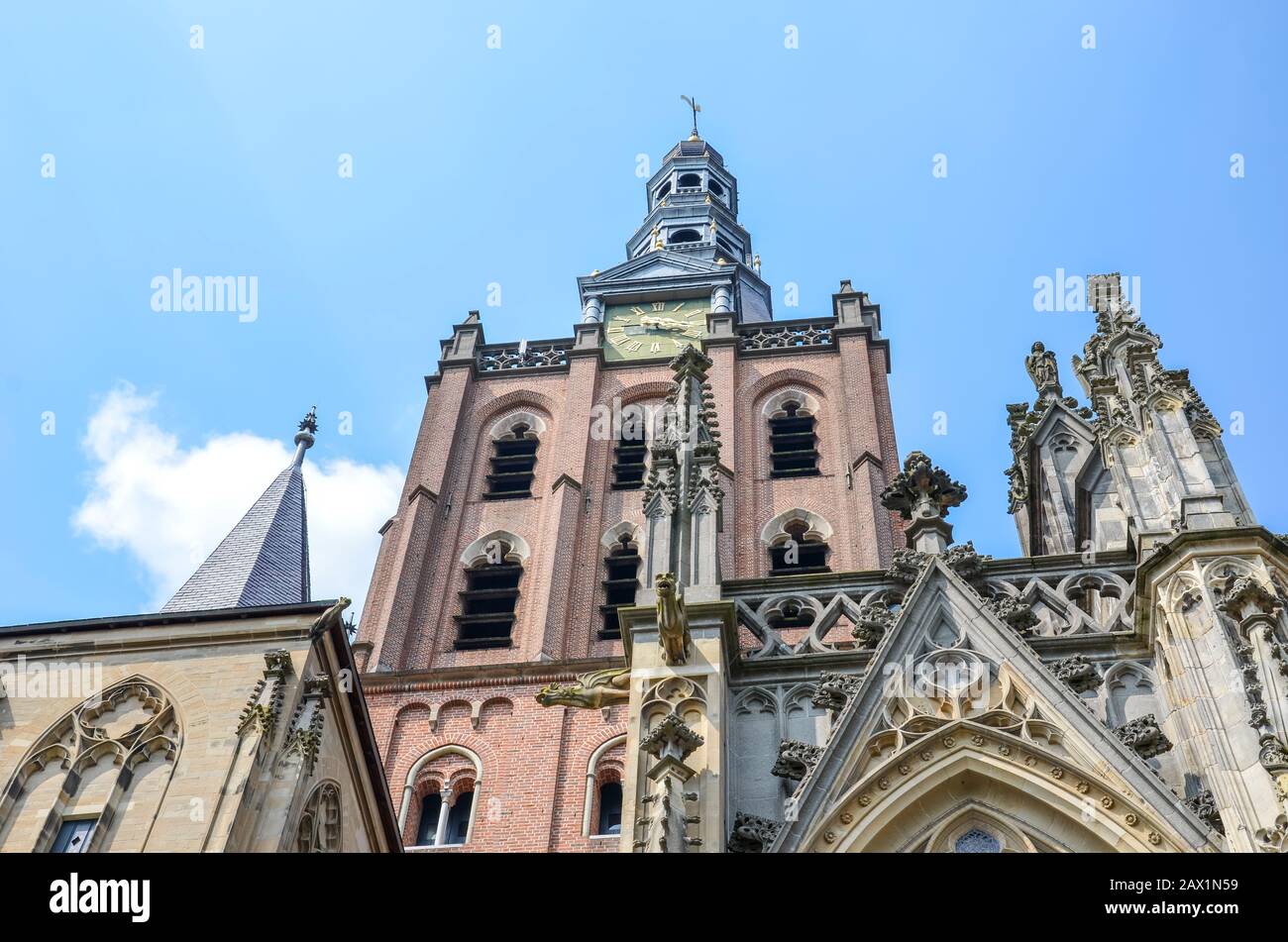 St.-John-Kathedrale in Hertogenbosch, Nordbrabant, Niederlande. Holländische Gotik, die größte katholische Kirche der Niederlande. Dominant im Stadtzentrum. Stockfoto