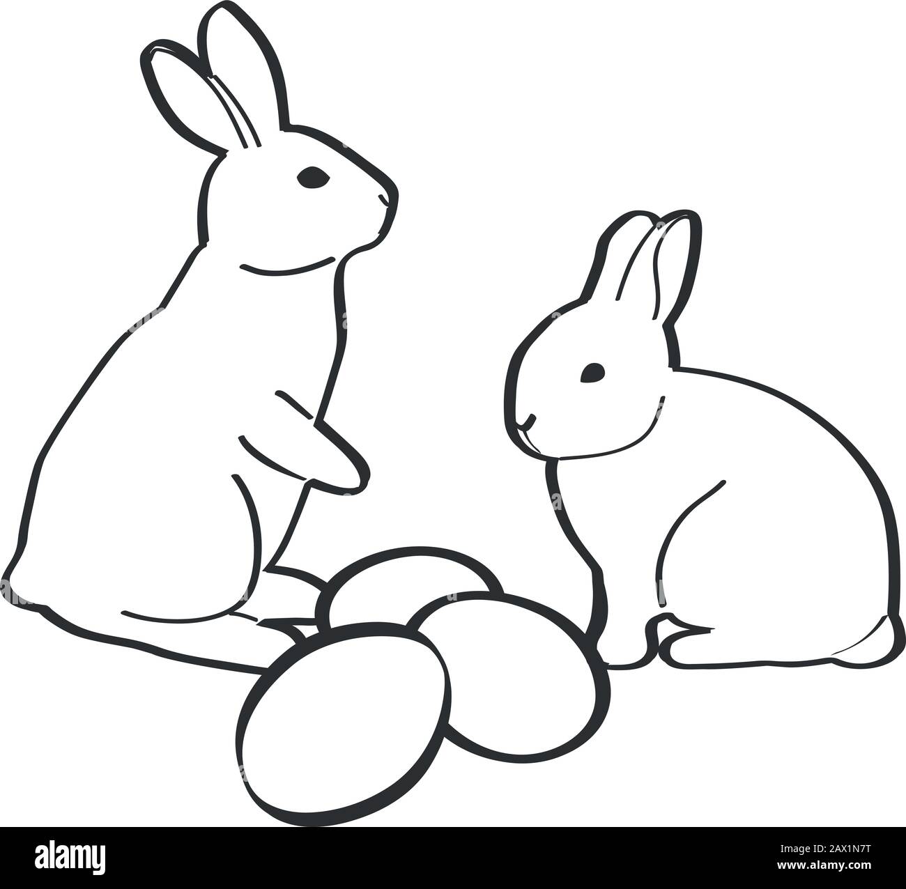 Hase Kaninchen ostern bunte Comic-Eier im Cartoon Stock Vektor