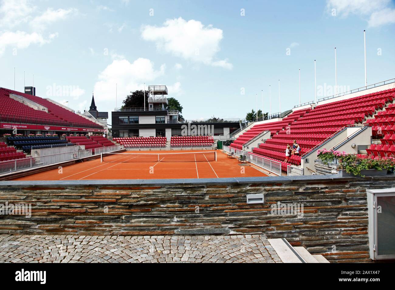 Das Herzfeld in Båstad im Tennisstadion von Båstad, das die größte Tennisanlage im Freien in der nordischen Region ist.Foto Jeppe Gustafsson Stockfoto