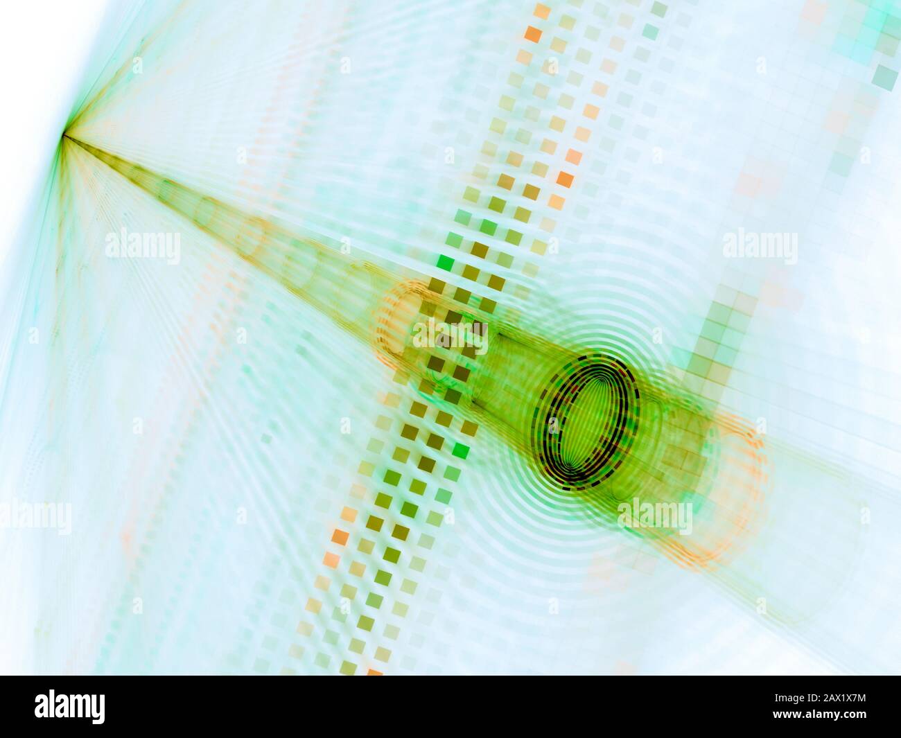 Grüner Tunnel mit Querschnitt, computergenerierter abstrakter Hintergrund, 3D-Rendering Stockfoto