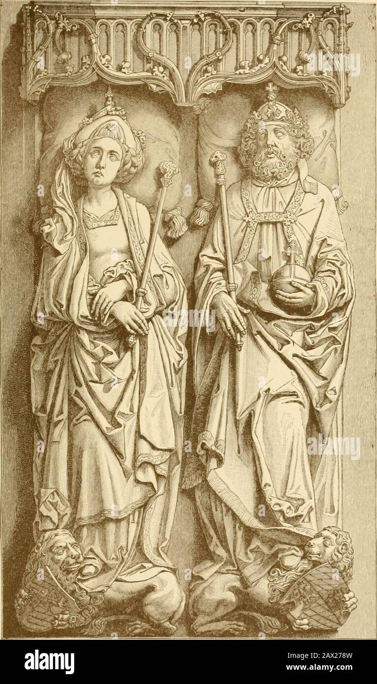 Eine Geschichte aller Nationen von frühester Zeit; eine universelle historische Bibliothek. Abb. 80. - Koyal-Siegel von Heinrich II. (Von einem Eindruck im BritishMuseum.) PLAT E XVII Grabstein von Kaiser Heinrich II. Und seiner QueenKunigunde. Im Dom zu Bamberg. Werk von Tylmann Riemeuschneider(1460-1531). Bistonj aller Xationen, Vol. VIII, PA<je 286. CONRAD II Die Nachfolge VON HENRY IL 287 ist eine zukünftige Wiederherstellung unmöglich. Im Gegensatz zu den hochkirchlichen Zehntschaften, die Heinrich II. Der Wiedervereimung durch com-pulsion nachgegeben hatte, war die Zukunft des Imperiums nun bewusst auf einen rein weltlichen Prin entschieden Stockfoto