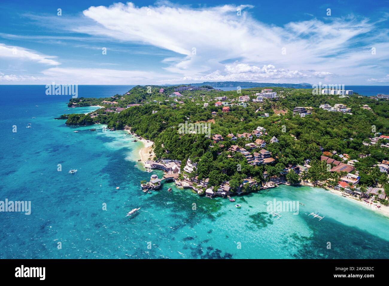 Luftaufnahme von Boracay Island, Western Visayas, Philippinen. Stockfoto