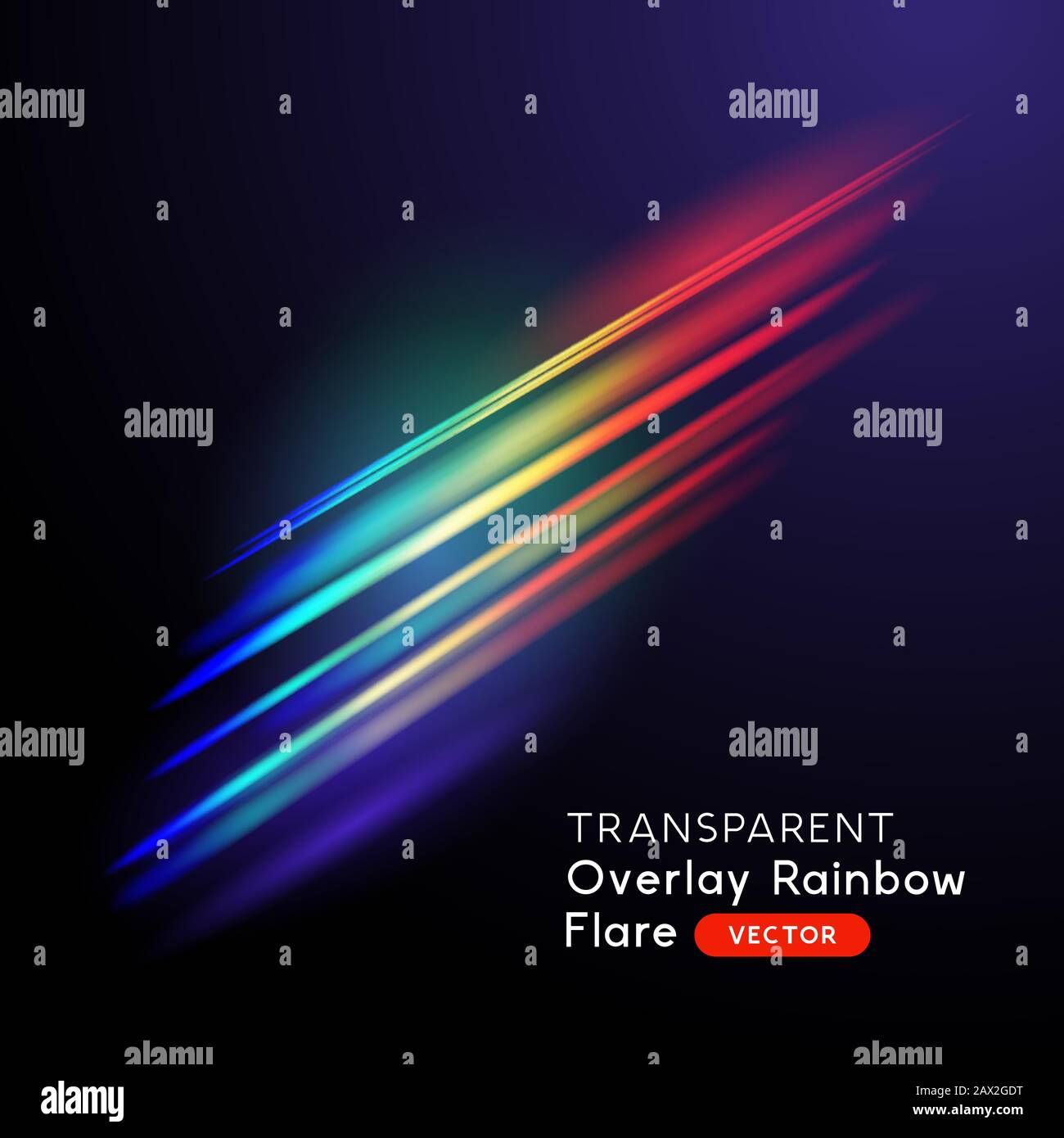 Optischer Overlay-Effekt mit transparentem Regenbogenobjektiv. Vektorgrafiken. Stock Vektor