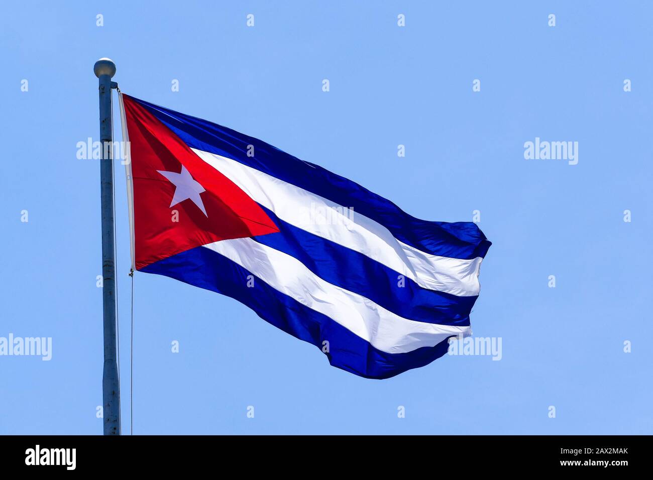 Die kubanische Flagge wurde 1849 von Miguel und Émilia Teurbe Tolon (einem nach New York exilierten kubanischen Paar) gezeichnet und von General Narciso López, einem Vene, angefordert Stockfoto