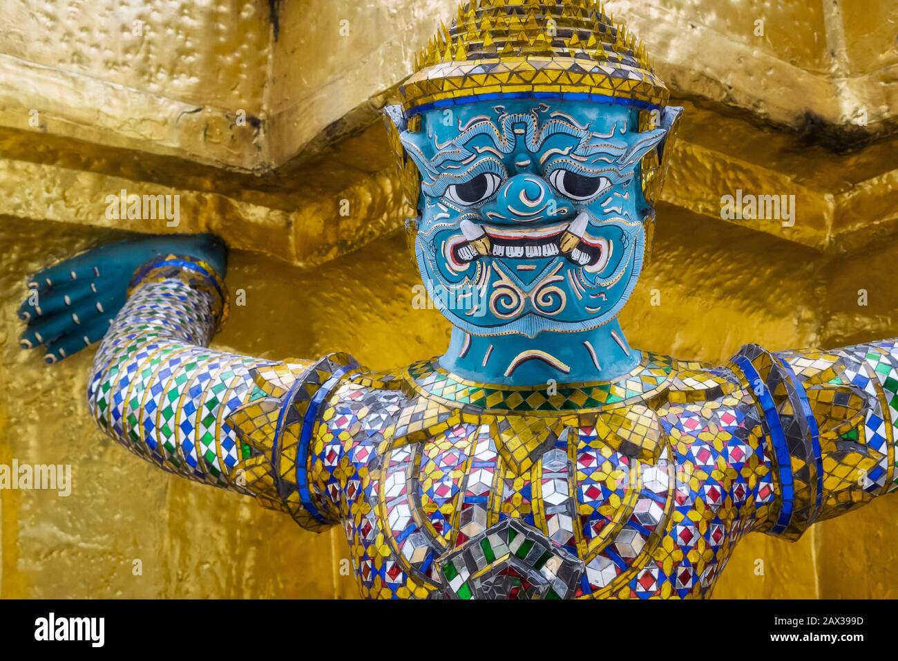 Demon Guardian im Wat Phra Kaew-Tempel, Grand Palace in Bangkok, Thailand. Stockfoto