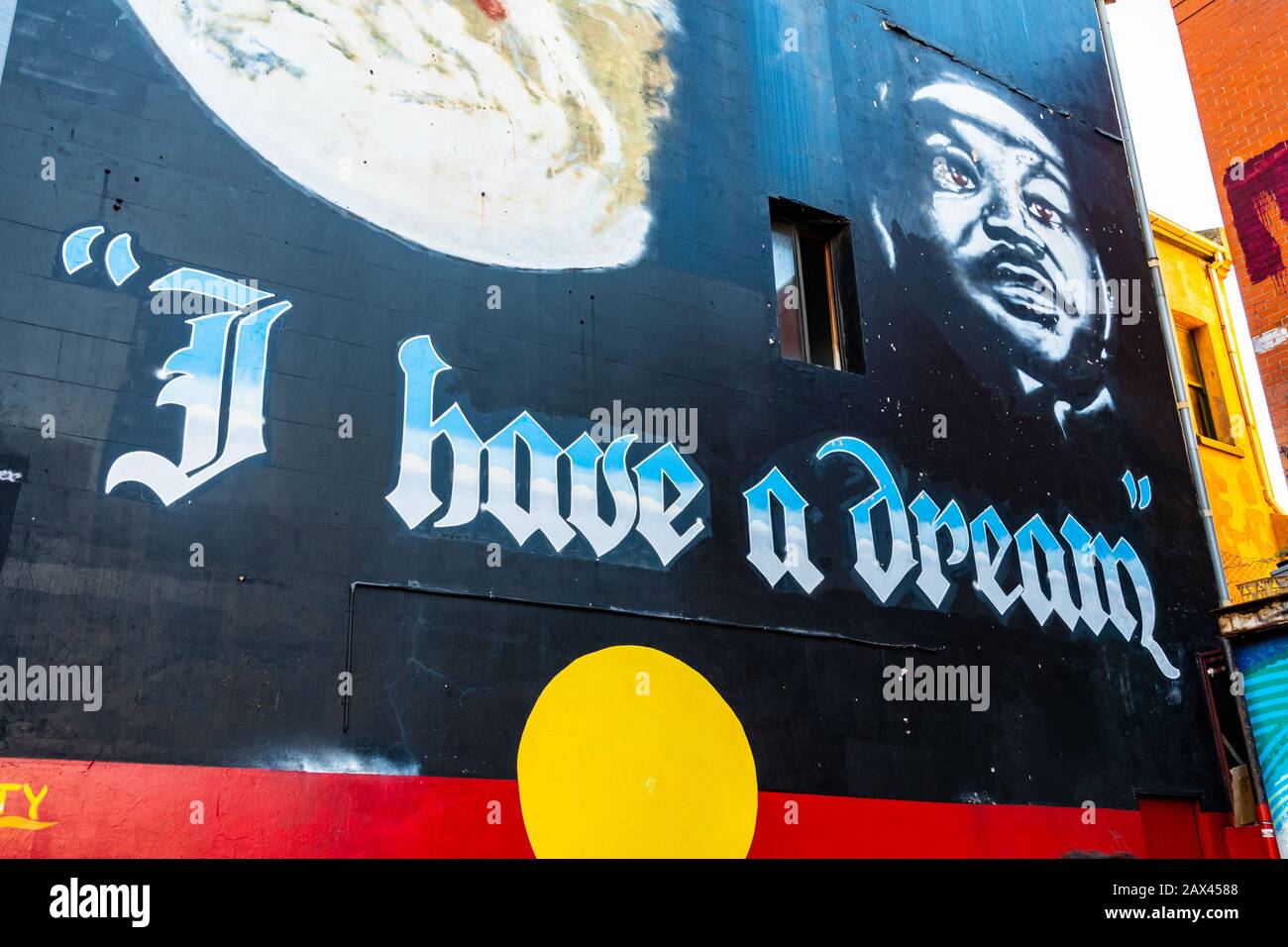 Sydney, NSW -27-10-2018: Ein Wandbild, das Martin Luther in Newtown gewidmet ist Stockfoto