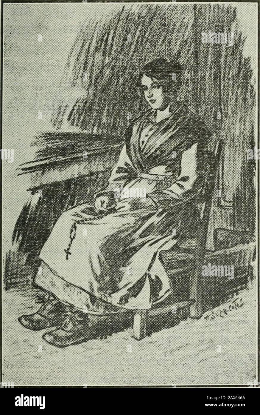 Maria Chapdelaine: Récit du Canada français . ne mort insinnige etdouce, au contraire, toute pareille à un assou-pissement; mais elle narrive pas à le croire,et les souffets que François a peut-être en-duravant de sabandonner sur le sol blancdéfilent dans sa pensée pro à. Point nest besoin de voir le lieu; elle con-naît assez bien laspekt redoutable des grandsbois en hiver, la neige amoncelée jusquauxpremières branches des sapins, les buissonsdaunes entrés presque en entier, les bou-leaux et les trembles dépouillés comme dessquelsou et tremblant Stockfoto