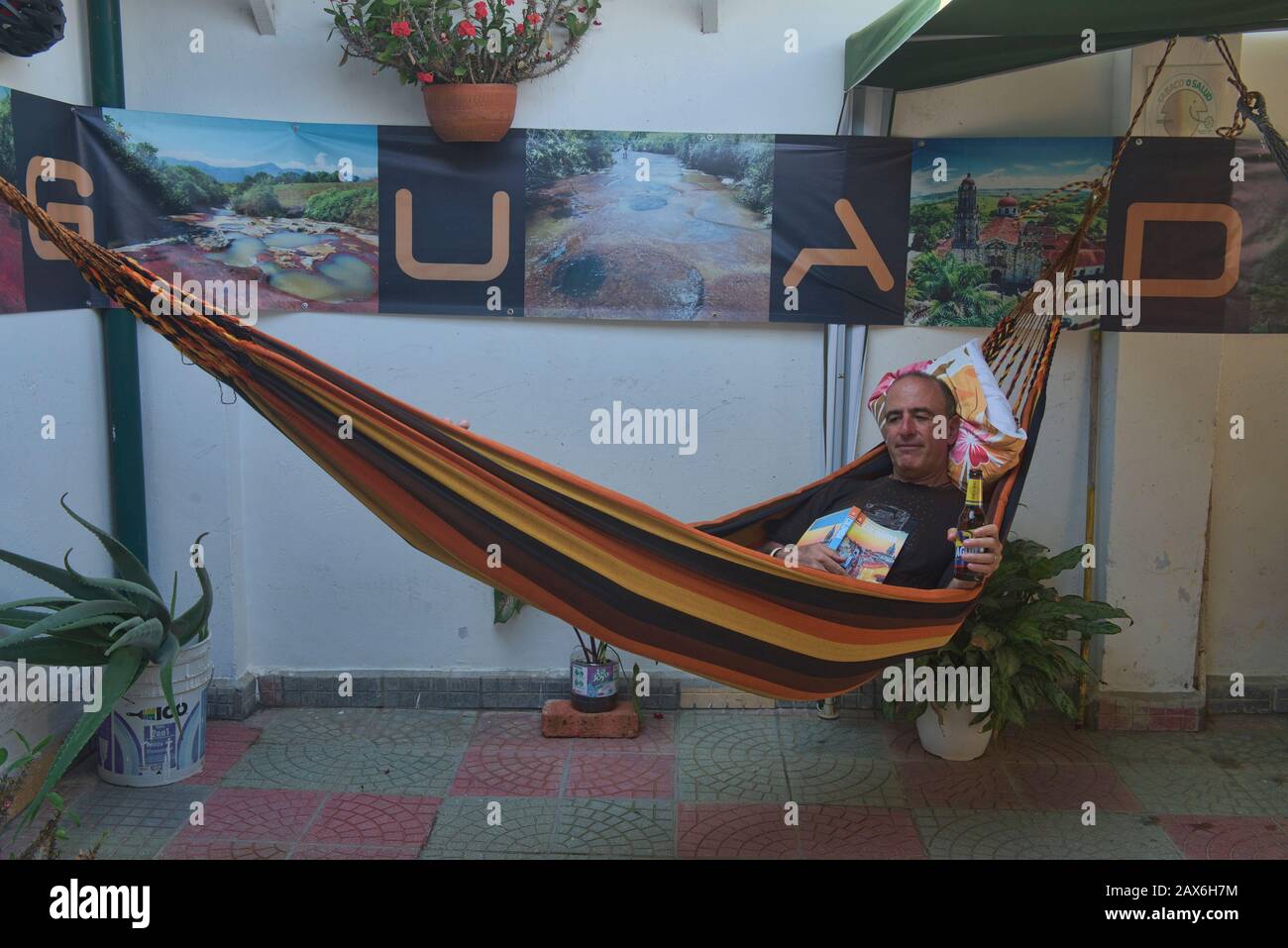 Einfach in der Hängematte, Guadalupe, Santander, Kolumbien Stockfoto