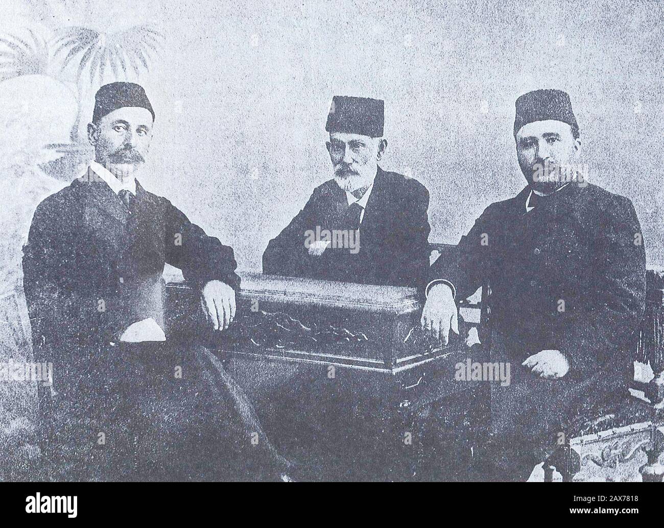 Ismail Gasprinsky, Hasan Bey Zardabi und Alimardan Topchubashov. Stockfoto