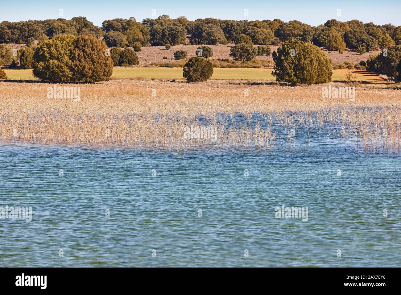Feuchtgebiete in Spanien. Lagunas del Ruidera. Albacete Ciudad Real Landschaft Stockfoto