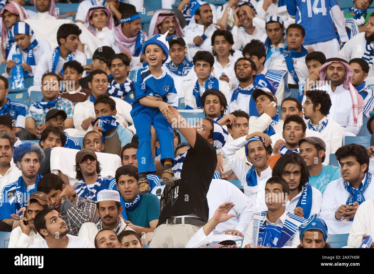 Fans des Al Hilal Saudi Football Club, Saudi-Arabien. Stockfoto