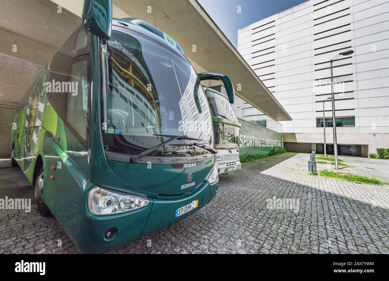 FC Sporting offizieller Bus in Jose Alvalade Arena Stockfoto