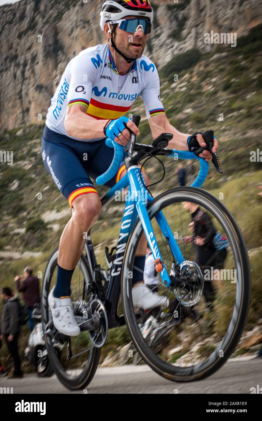 Alejandro Valverde steigt den Berg von Bernia auf Stockfoto