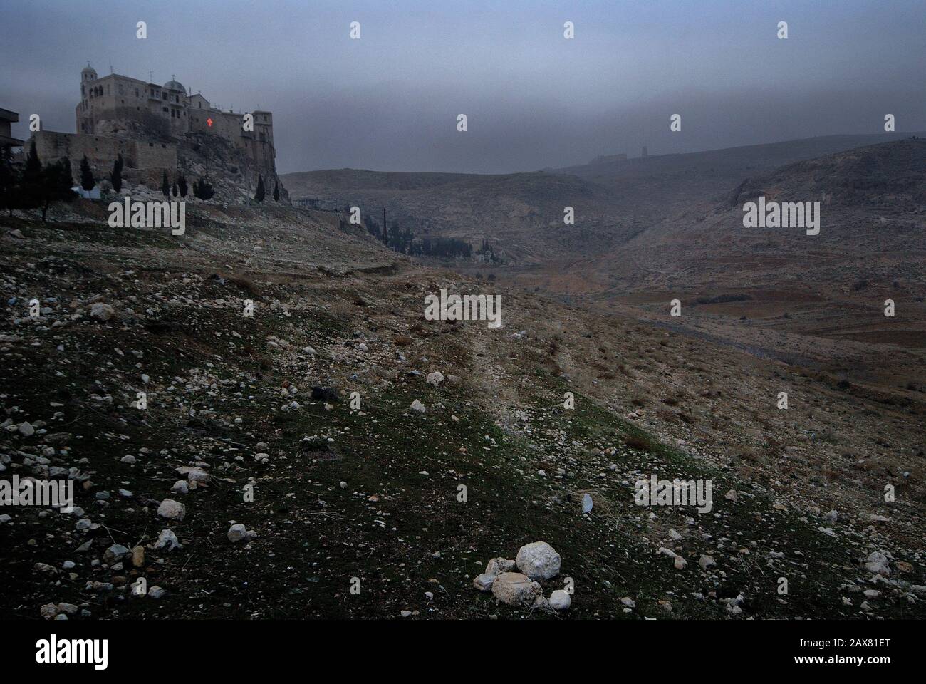 Das Kloster Seidnaya im Al-Qalamoun-Gebirge, Syrien. Stockfoto