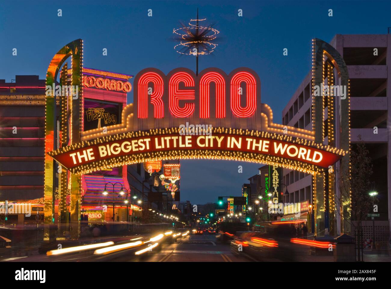 Berühmte Leuchtreklame in Reno, Nevada, USA Stockfoto