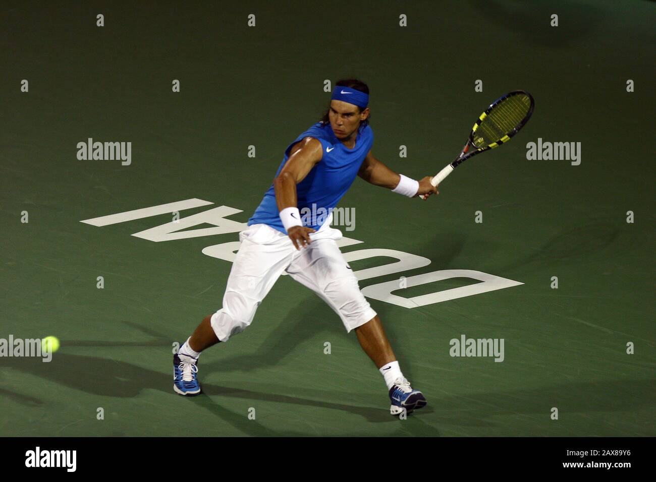 Rafael Nadal spielt in Dubai Tennis Championships, Dubai, VAE. Stockfoto