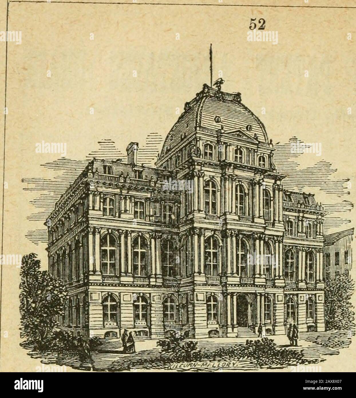 Authentischer und umfassender Führer und Geschichte von Boston .. . Route Nr. 4. Wir sind jetzt vom Rathaus aus gestartet, einem prächtigen modernen Bauwerk, der sehr eng an den Bau des Parisby Napoleon III. Erinnert, tatsächlich der Pavillon und die Kuppel areas eine genaue Kopie der neuen Portionierung des Palastes von^, dem Louvre. AIF-Bronzestatueof Benjamin-Franklin steht • r, *+1 ™^ £; auf tne-Gelände vor der Halle. Wir halten die Straße zum Parker House, das auf dem Europeanplan durchgeführt wird. Der Ruhm dieses Hauses als Vorbild all dessen, was ein Hotel sein sollte, ist durch die Welt gegangen. Gentlemenaus allen Nationen ha Stockfoto