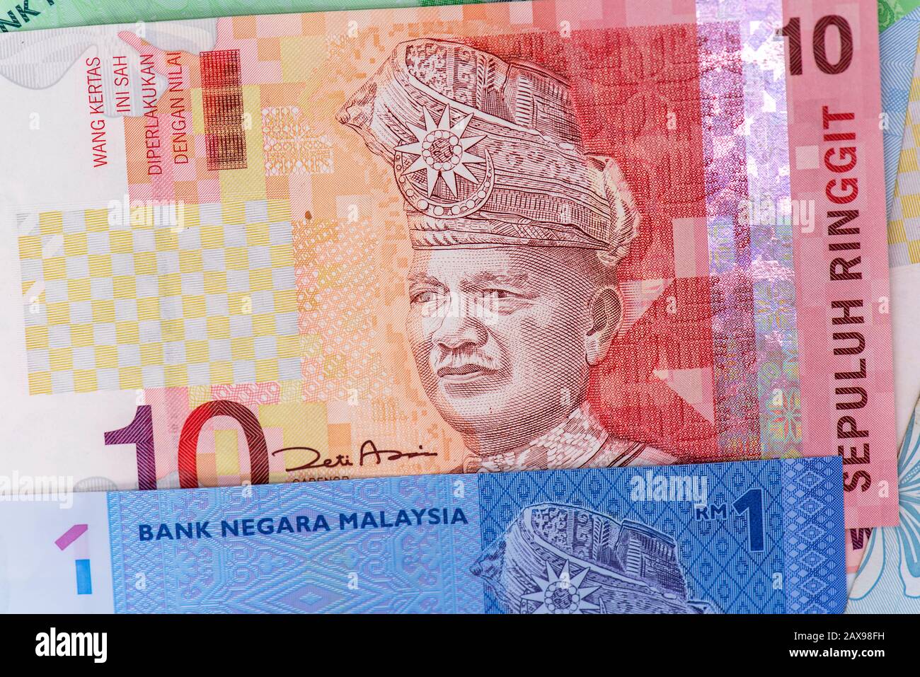 Nahaufnahme malaysischer Gelder, malaysischer Währung und Porträt von Abdul Rahman Stockfoto