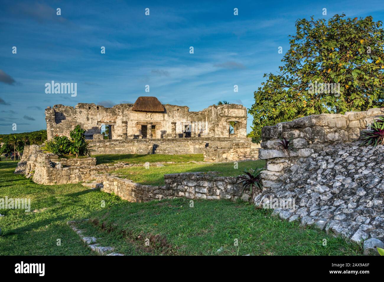 El Palacio Ruin, Tulum Maya Ruins, Yucatan Peninsula, Quintana Roo State, Mexiko Stockfoto