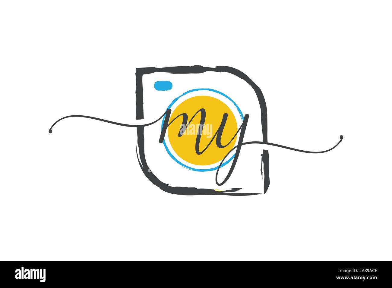 M Y Anfängliche Handschrift Logo Design mit Pinsel, Fotografie Logo Konzept. Stock Vektor