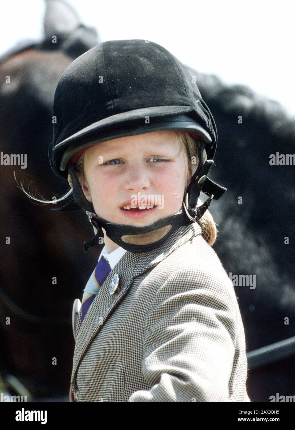 Zara Phillips konkurriert in Horse Trials, Windsor Great Park, Windsor, England Mai 1988 Stockfoto