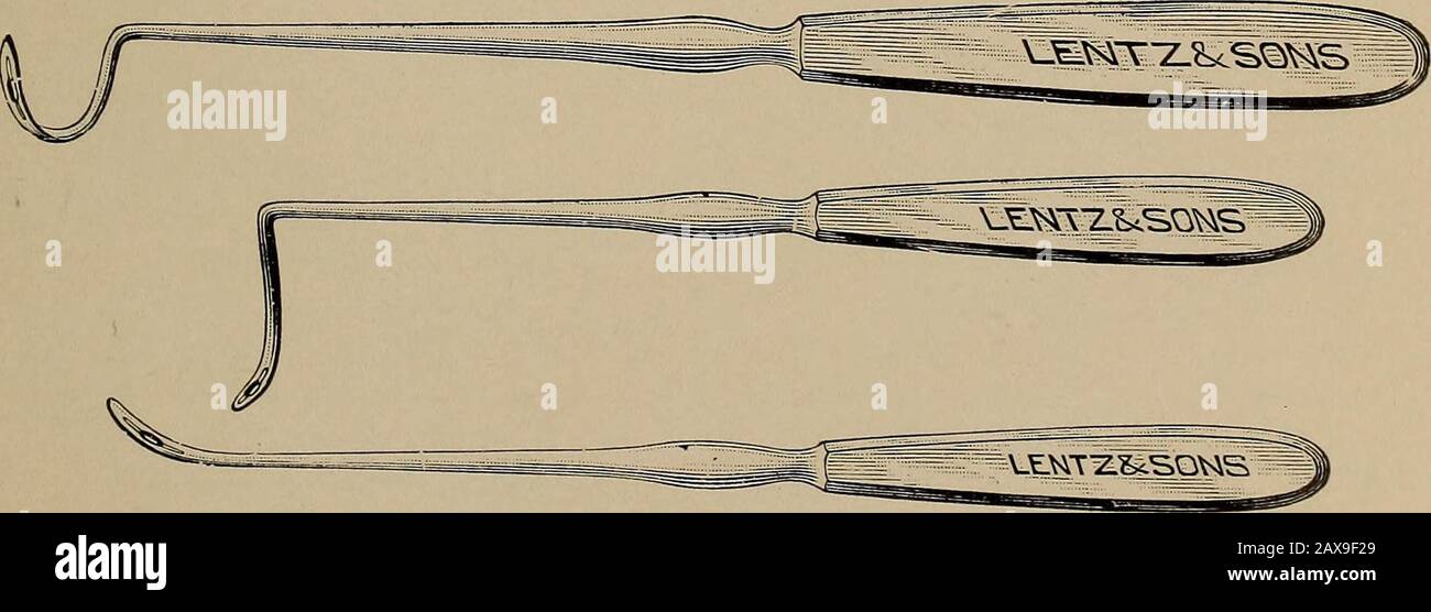 Aseptische Operationstechnik, insbesondere im Hinblick auf gynaökologische Operationen. Nadeln. Abb. 3.. Nadeln der Kreuzigung. INSTRUMENTE. 71 In einem Krankenhaus sollte eine Krankenschwester oder eine Assistentin die volle Ladung der Instrumente erhalten, die für ihre ordnungsgemäße Sterilisation und Konservierung verantwortlich gemacht werden. In der privaten Praxis muss der Chirurg den Instrumenten seine persönliche Aufmerksamkeit schenken; und selbst in Hospi-Tals wird er gut tun, um genau zu beobachten, wie die Assistentin towhom thej intrust, um sicherzustellen, dass ihnen diese behutsame Aufmerksamkeit zuteil wird, die absolut notwendig ist. Es ist wichtig Stockfoto