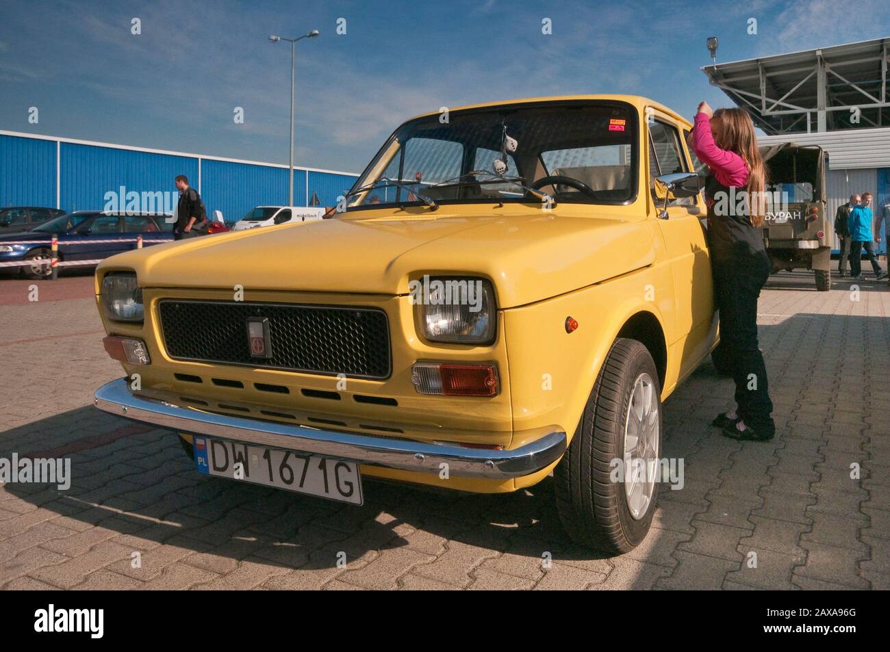 1970er Jahren Polski Fiat 127 p, montiert in Polen, Oldtimer Bazar fair in Breslau, Niederschlesien, Polen Stockfoto