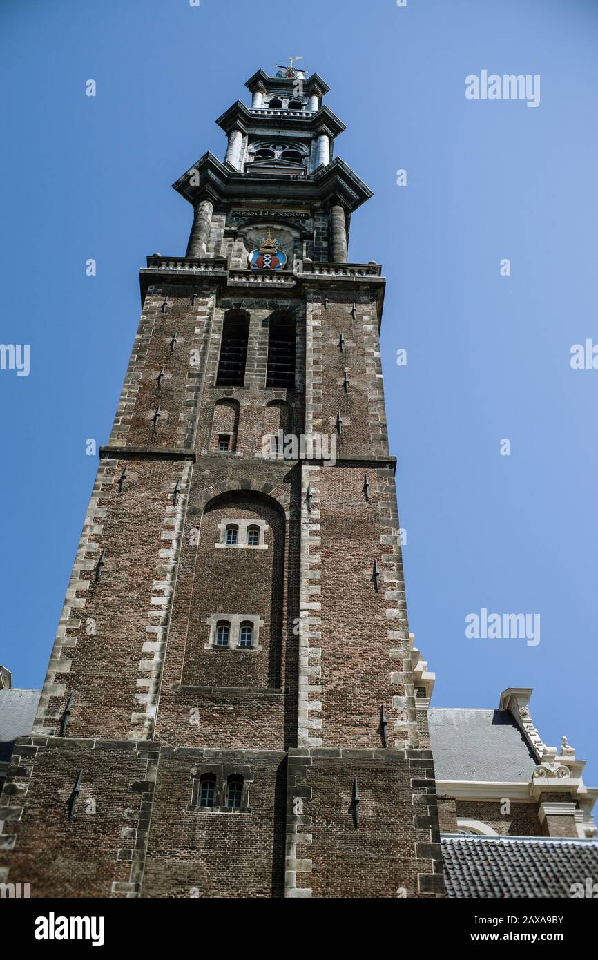 Alter Turm in Amsterdam Stockfoto