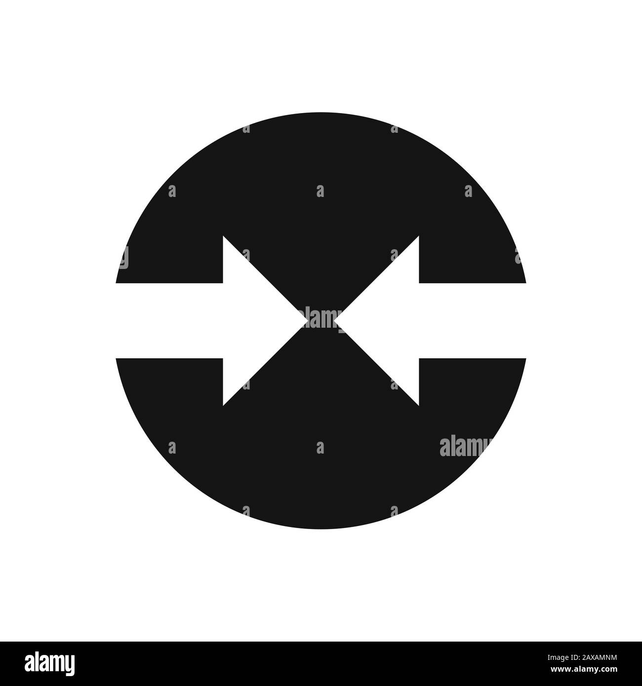 Pfeile, das Symbol innerhalb des Kreises für die Anwendung oder die Schaltfläche auf weißem Hintergrund isoliert. EPS10 Stockfoto