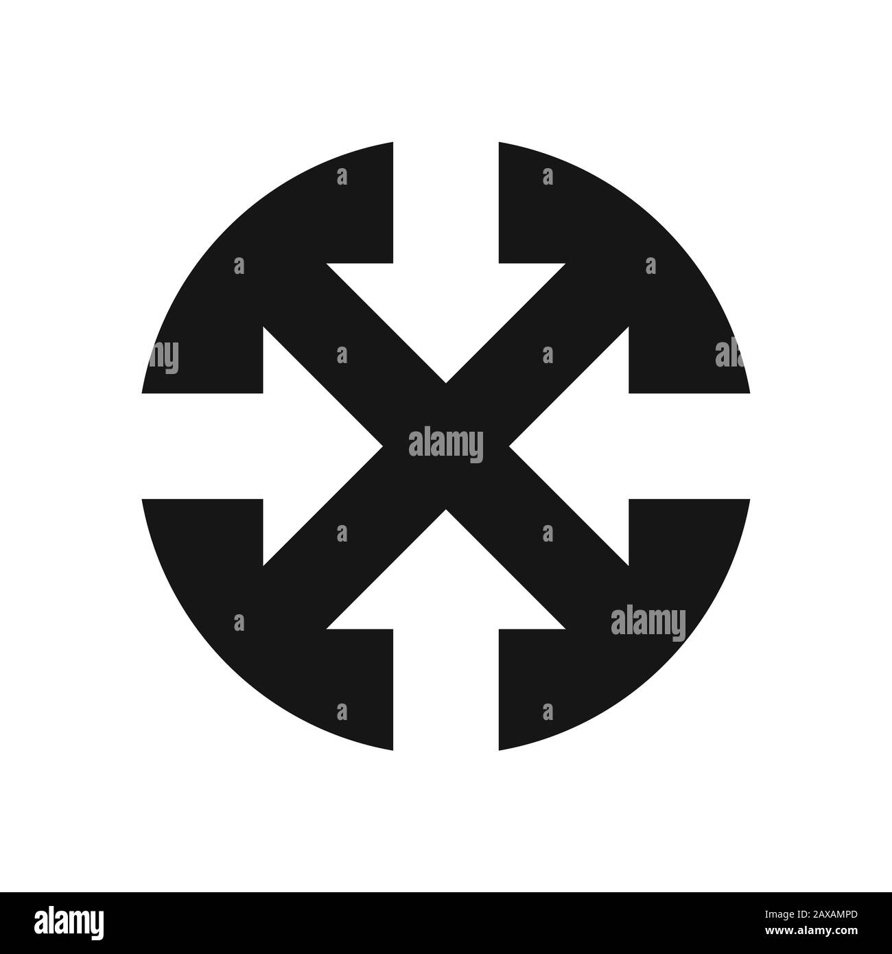 Pfeile, das Symbol innerhalb des Kreises für die Anwendung oder die Schaltfläche auf weißem Hintergrund isoliert. EPS 10 Stockfoto