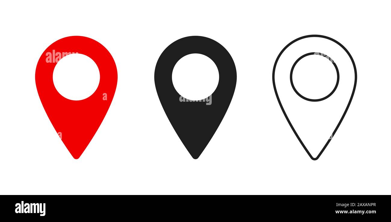 Satz von Zeigern wenige Typen PINs auf Karte. Positionsmarkierung oder gps-Element auf weißem Hintergrund isoliert. EPS 10 Stockfoto