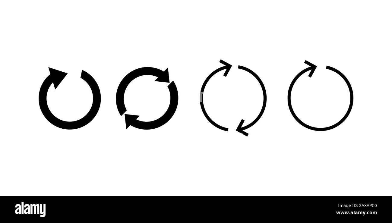 Satz von Pfeilen einfaches Linien-Kurvenschild isoliert auf weißem Hintergrund. Für Anwendungen und Websites. EPS 10 Stockfoto