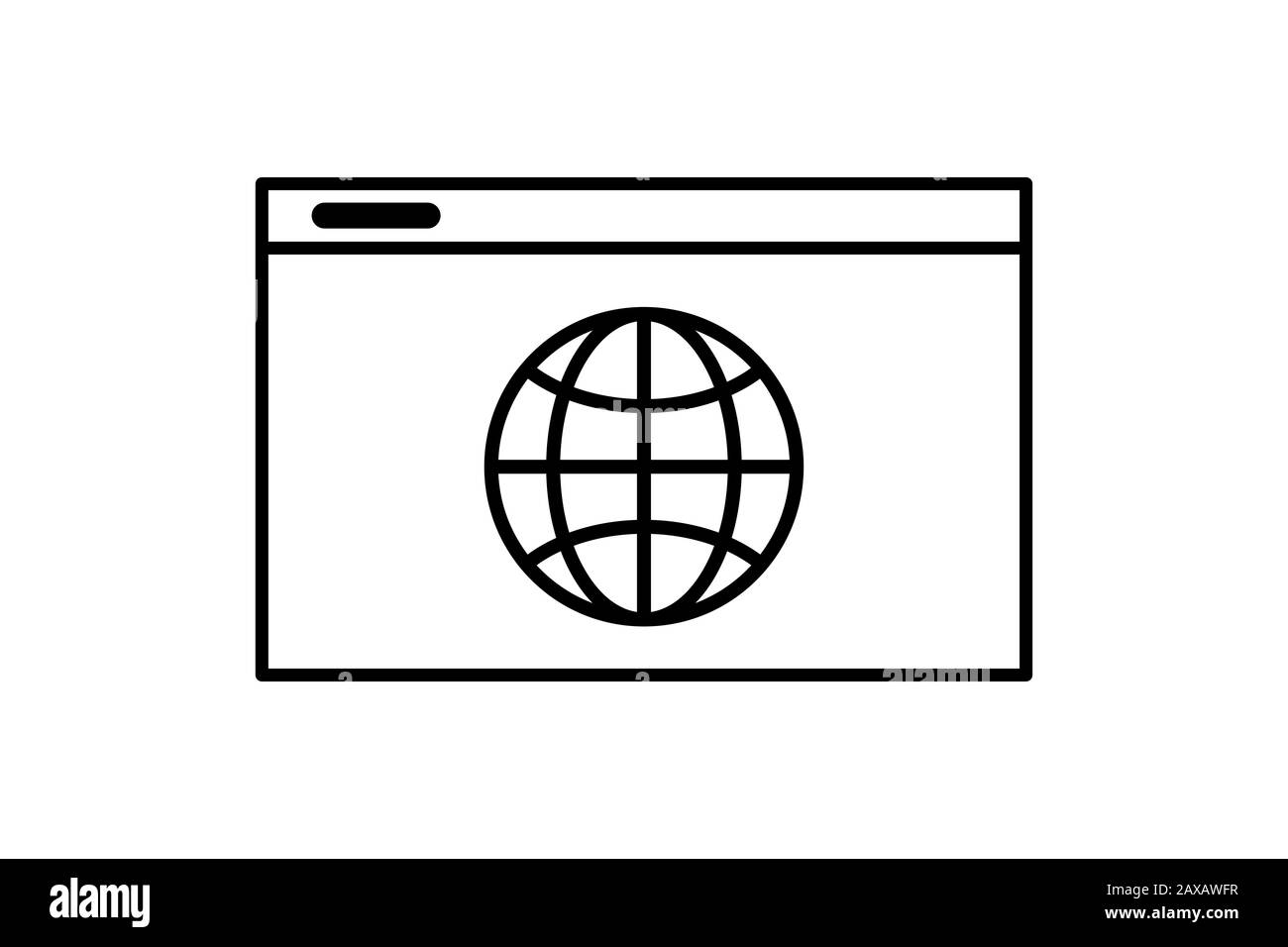 Symbol des Browserfensters isoliertes Zeichen der Website. Internetsuche. Schnittstelle der Anwendung. EPS 10 Stockfoto