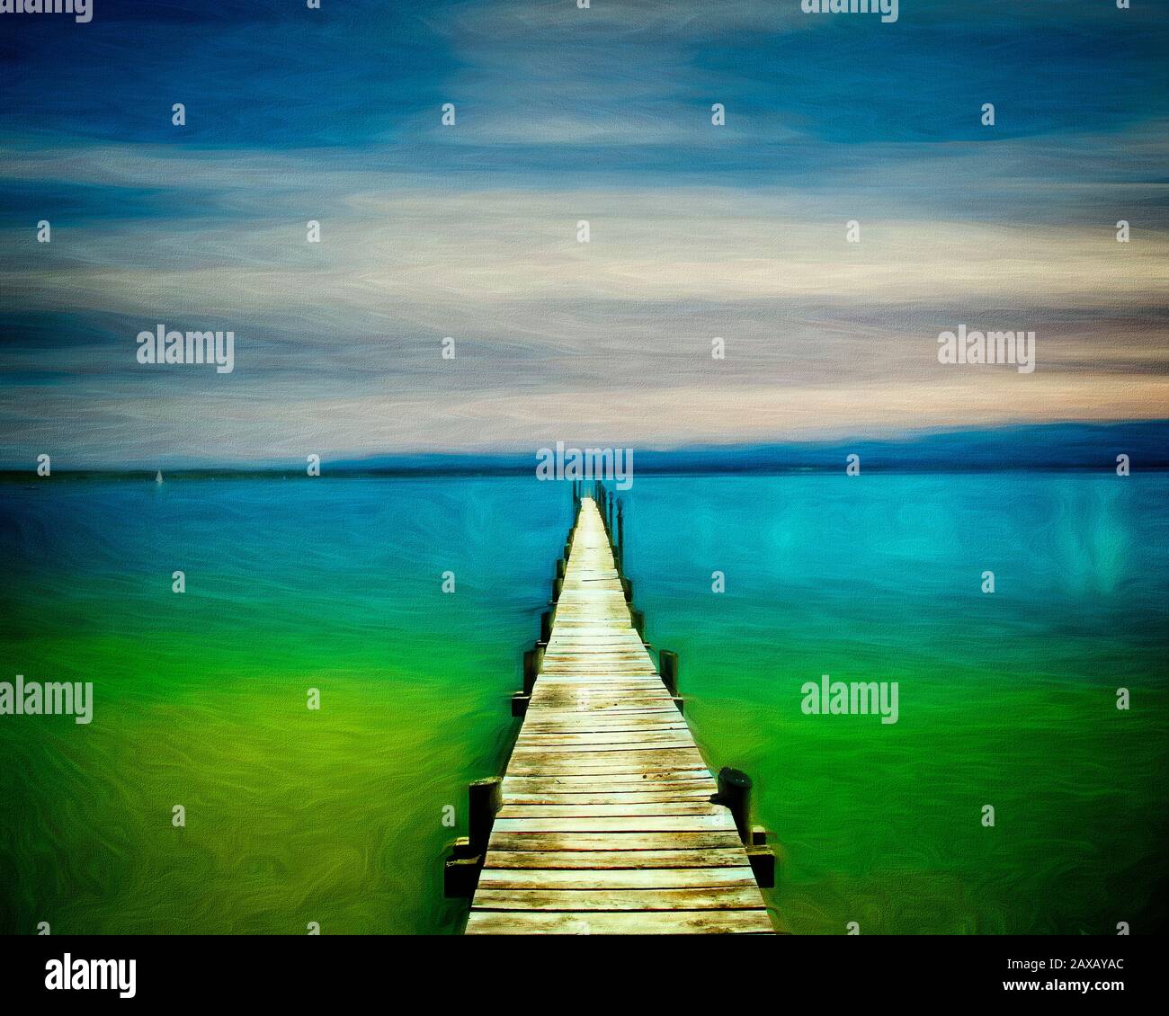 Kunst: Chiemsee, Bayern, Deutschland Stockfoto