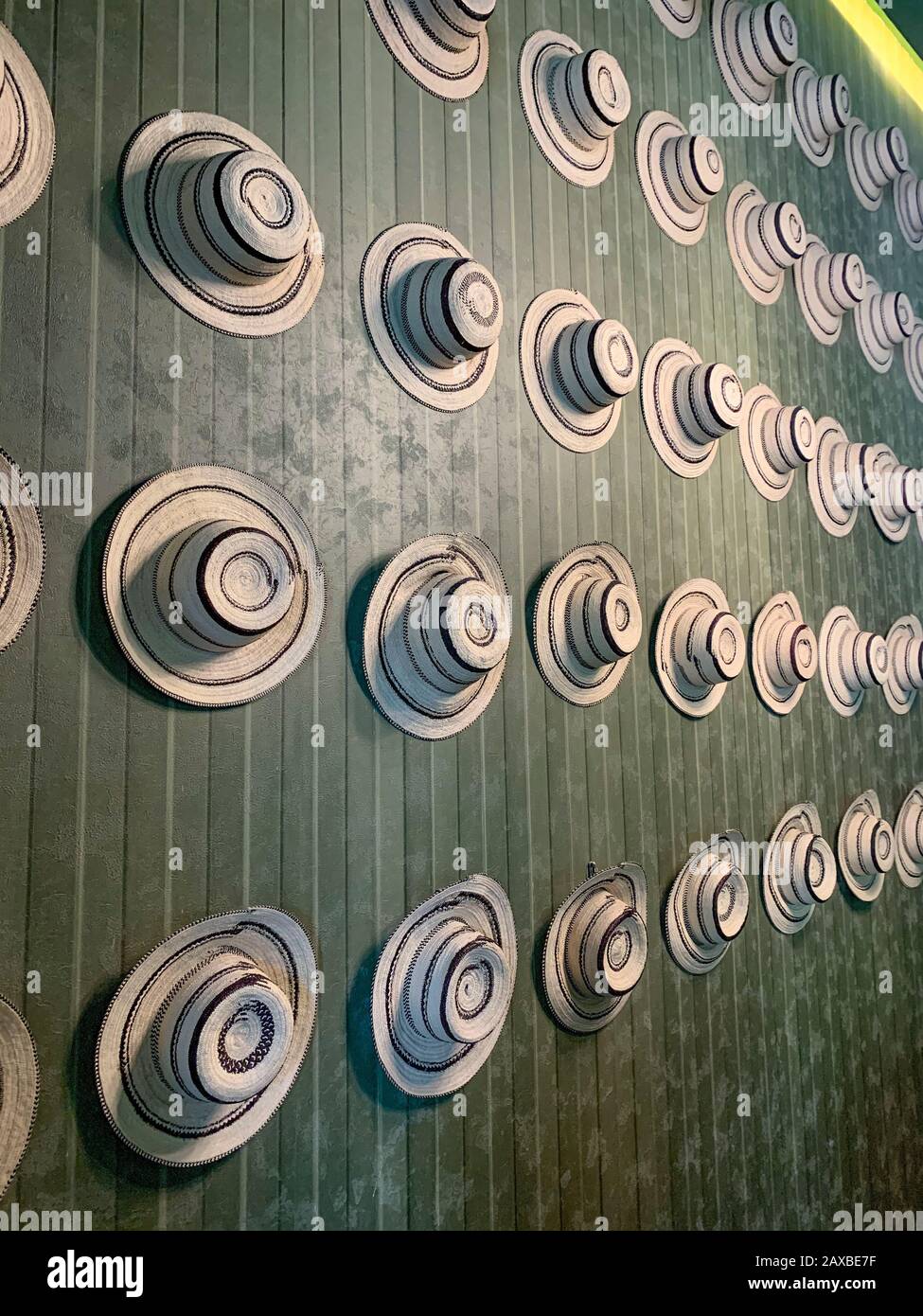 Die traditionellen panamaischen "pintao"-Hüte sind vollständig handgefertigt und wurden von der UNESCO als Immaterielles Kulturerbe der Menschheit gelistet. Stockfoto