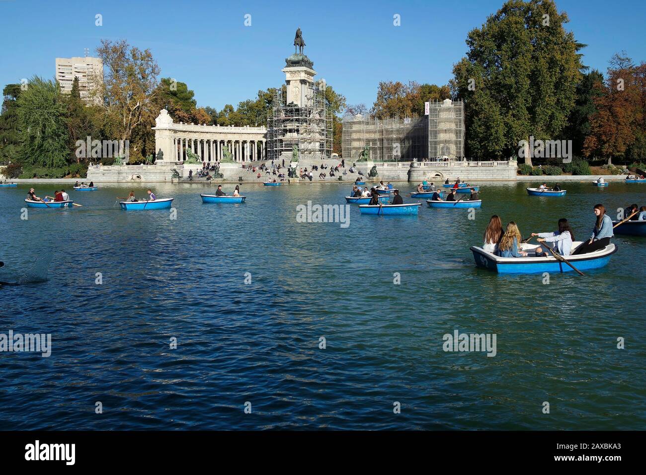 Denkmal Alfonsos XII, Parque del Retiro, Madrid. Stockfoto