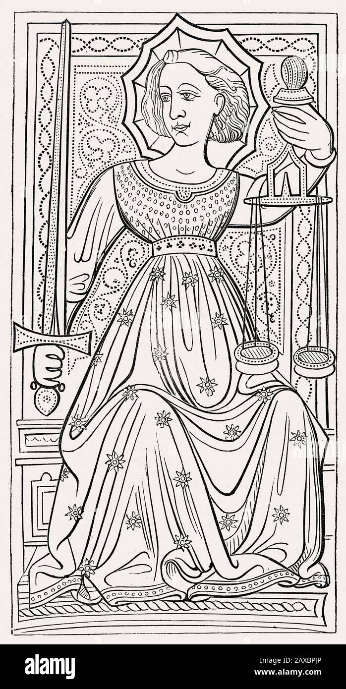 Tarotkarten von Jacquemin Gringonnur für König Karl VI. Von Frankreich, 14. Jahrhundert Stockfoto
