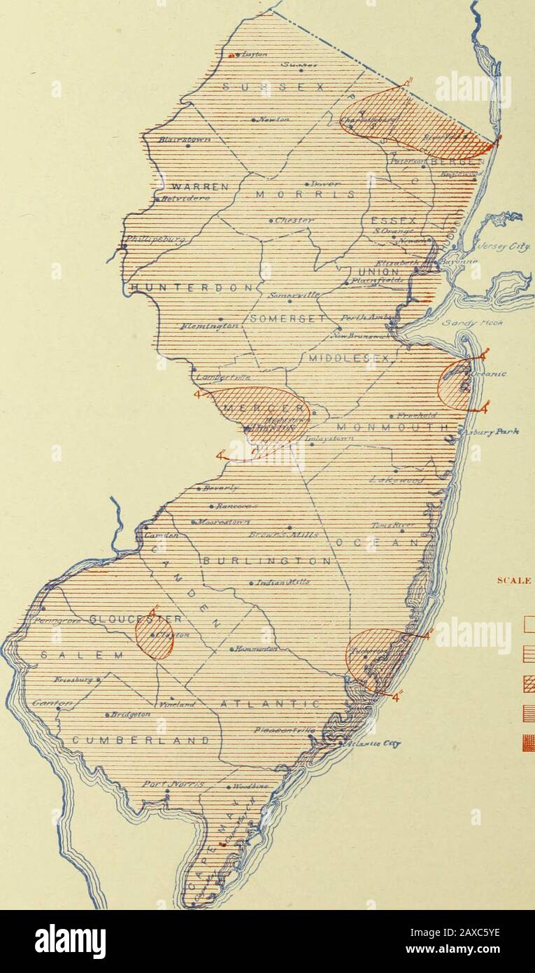 Klimatologische Daten, New Jersey. ALBANY, N. Y. WEATHER BUREAU OFFICEMAY 4. Monatliche Niederschlagsmenge, März, 6 909.. Scal.K UK SliADKS-lNCHKS J l.is.s tliaii 2 ^ tm Ct^ Mdii- i hail 8 i Maihii . II;r: I:w .iiaisiiv skcimon. ].i V. s i)i:rARTMi:NT di AGRicri/RI r1., Kl.lMATOIJ)r.lCAI. SLRVLCR OK WEATIIF.R BUREAU. ZENTRALSTELLE: WASHINGTON, D. C. J^EW-JERSEY SECTION-LEVI A. JDKINS, SECTION DIRECTOR. I XXll. Atlamk-City, N. J., März, 1909. Nr. 3 GENEKAL, ZUSAMMENFASSUNG. Tlie wcatlut während tlu Greater i)Art von Manh, im Jahr 1909, wasihisterv, und allgemein typisch für den tlird month. Tlie m Stockfoto