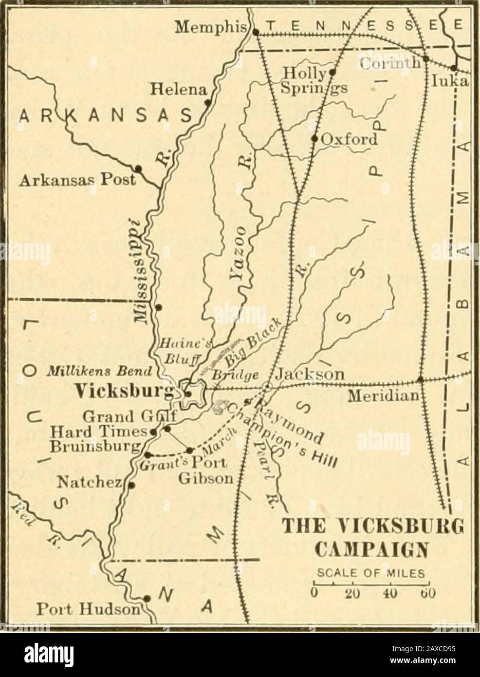 Eine Geschichte der Vereinigten Staaten . neunzehn daysGrant hatte den großen Fluss in die Territoiie der Enemys überschritten; hatte ein hundertzigstel Meilen durch ein schwierigstes Land gemartert, das ständig umhergeschleudert wurde; hatte fünf verschiedene Schlachten gekämpft und gewonnen. . hatte das Staatskapital eingenommen und seine Arsenale und Militärmanufakturen zerstört und war nun im hinteren Teil von Vicksburg. - Rhodes, Geschichte, Vol. IV, S. 310. 2 Die Grants zu Beginn der Belagerung waren ungefähr 43.000, die Butthey wurden so ständig neu durchgesetzt, dass er am Ende nicht weniger als ca. 75.000 hatte. Offizielle Berichte der Confe Stockfoto