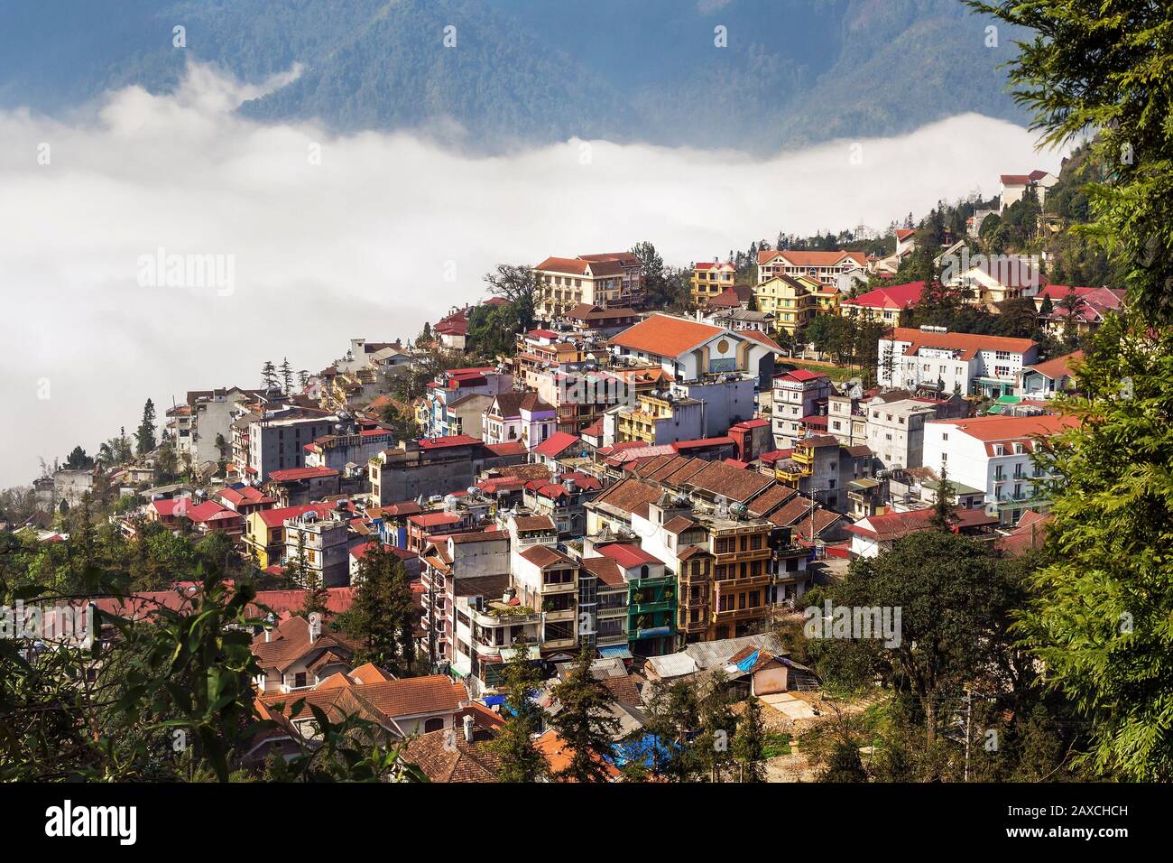 Luftbild von Sapa, Provinz Lao Cai, Nordvietnamesen. Stockfoto