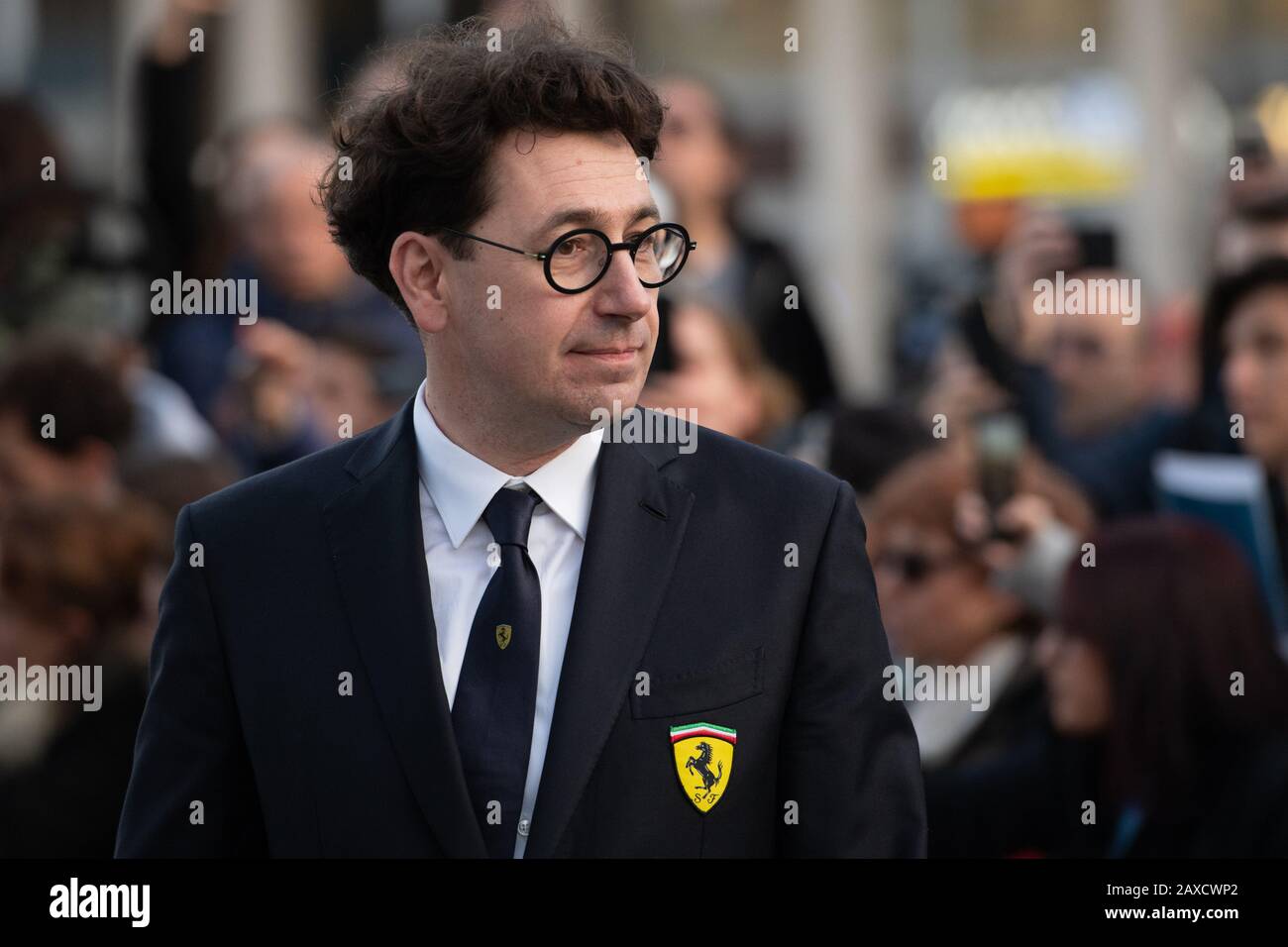 Mattia Binotto, Team Principal Scuderia Ferrari, prima della presentazione della nuova Ferrari SF-1000 2020 al Teatro Romolo Valli di Reggio Emilia. (Foto von Lorenzo Di Cola/ESPA-Images) Stockfoto