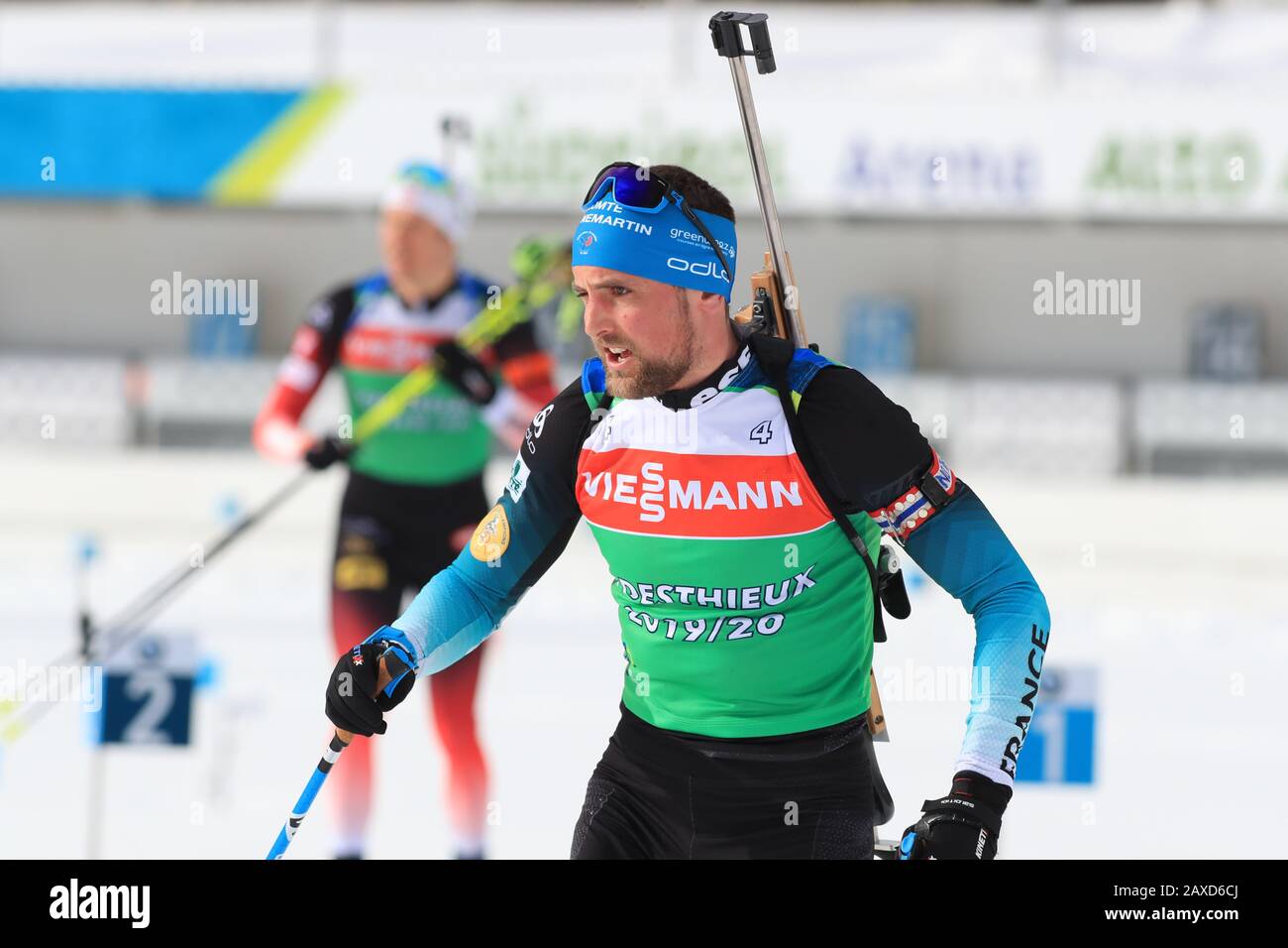 Antholz, Italien am 11.02.2020, IBU-Biathlon-Weltmeisterschaften 2020, Simon Desthieux (FRA) im Einsatz. Foto: Pierre Teyssot/Espa-Images Credit: European Sports Photographic Agency/Alamy Live News Stockfoto