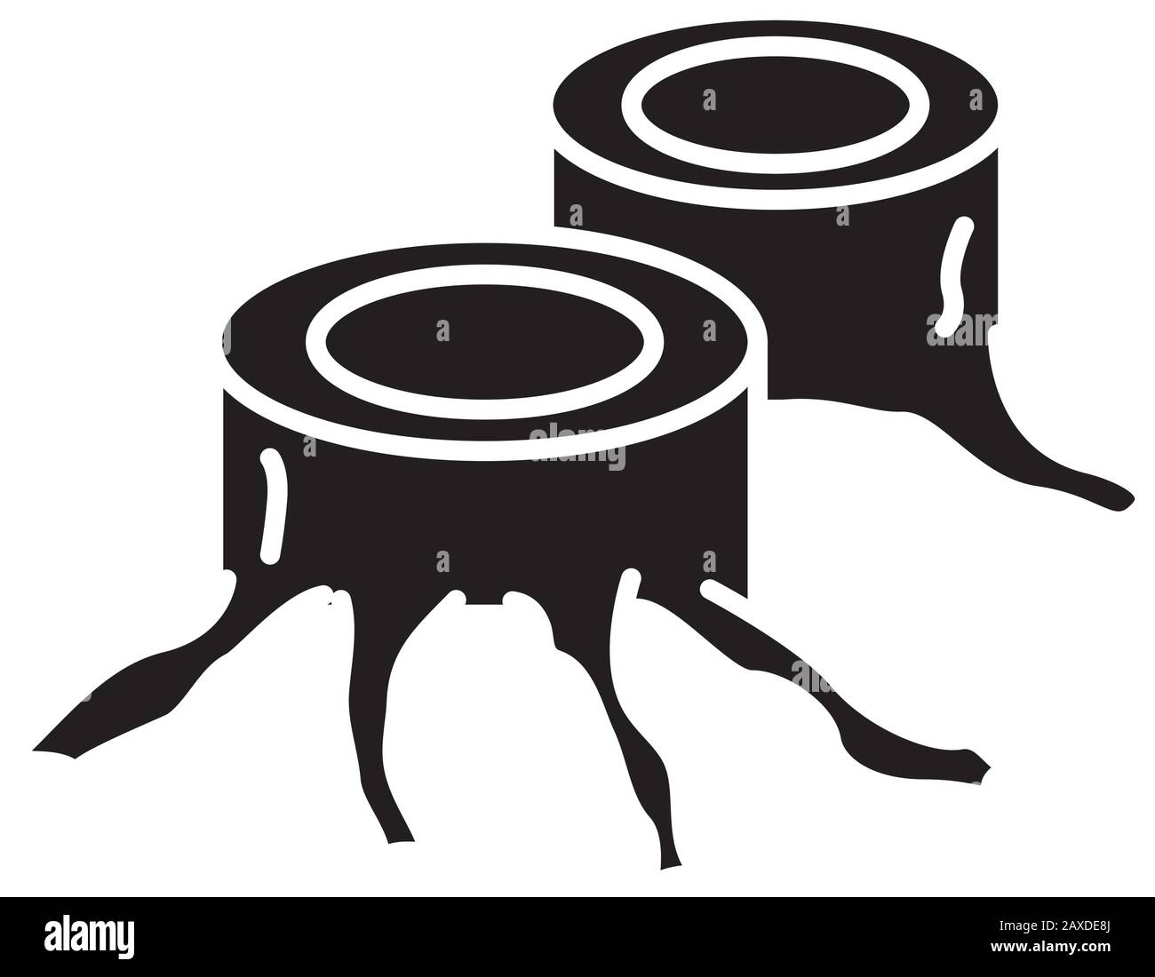 Baumstämme schneiden das Symbol für die Abholzung Stock Vektor