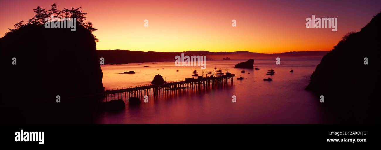 Sunrise in Trinidad Bay, Trinidad, Humboldt County, Kalifornien, USA Stockfoto