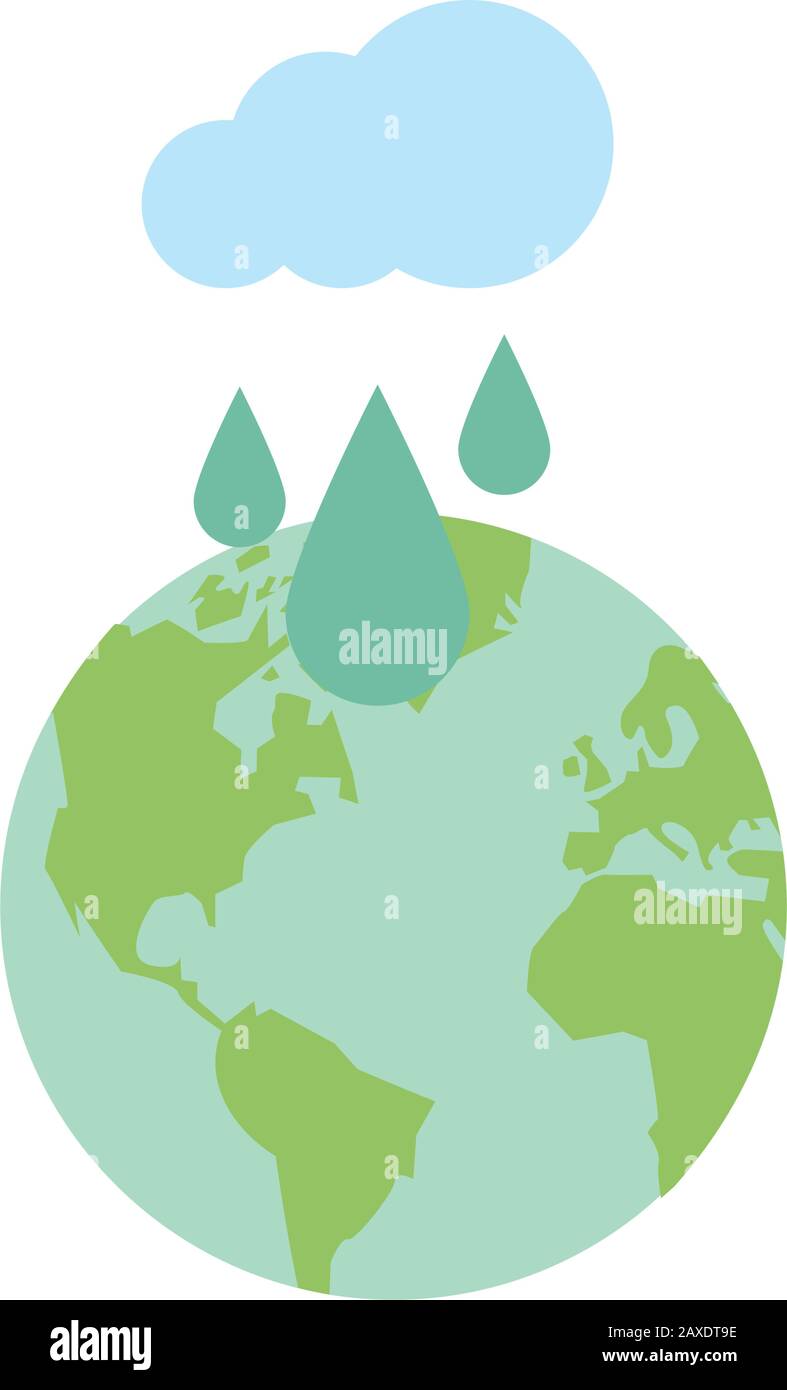 Der Weltplanet Erde mit wolkenregnerischer Erde Stock Vektor