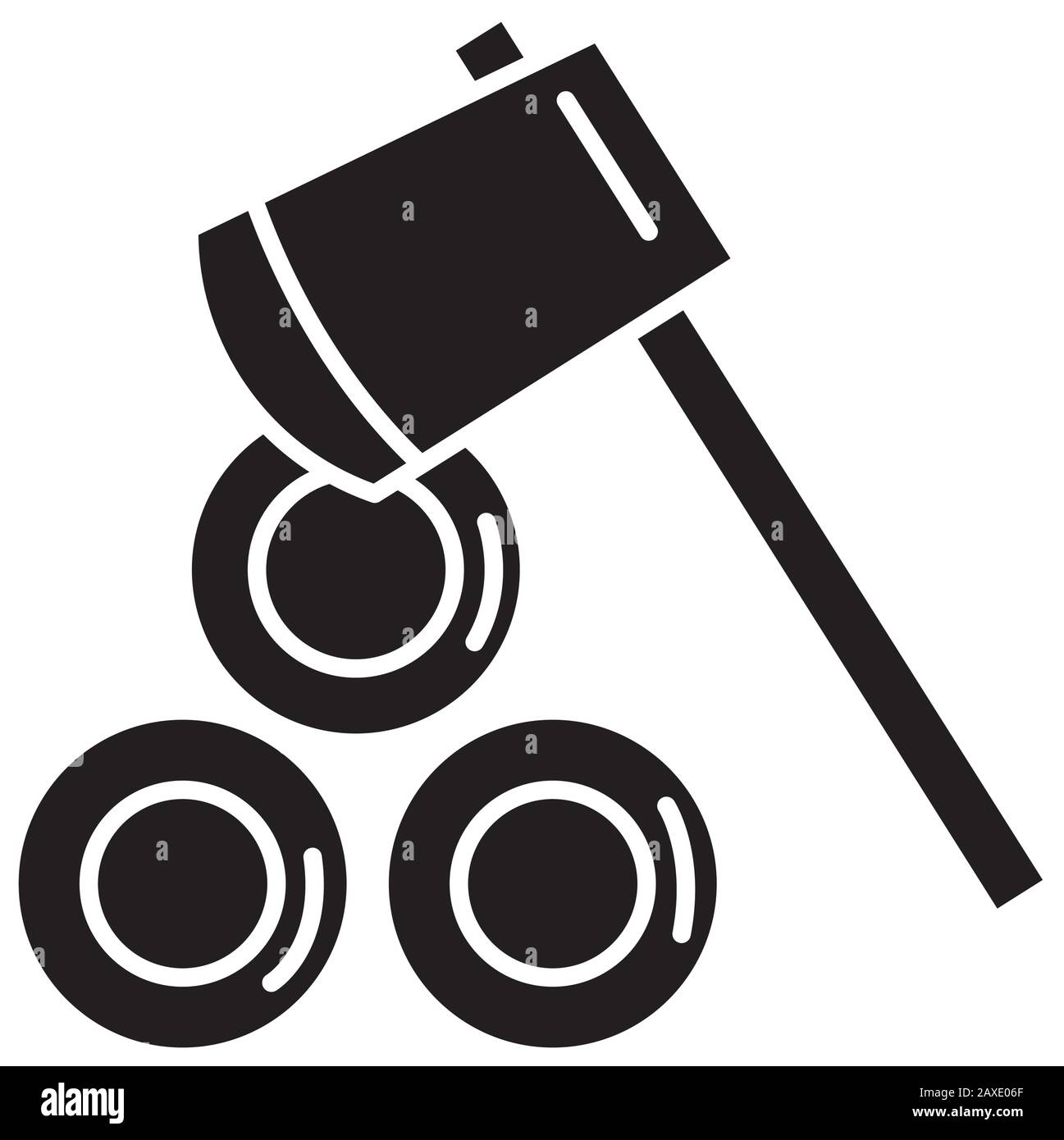 Baumstämme schneiden Entwaldung mit Axtsymbol Stock Vektor