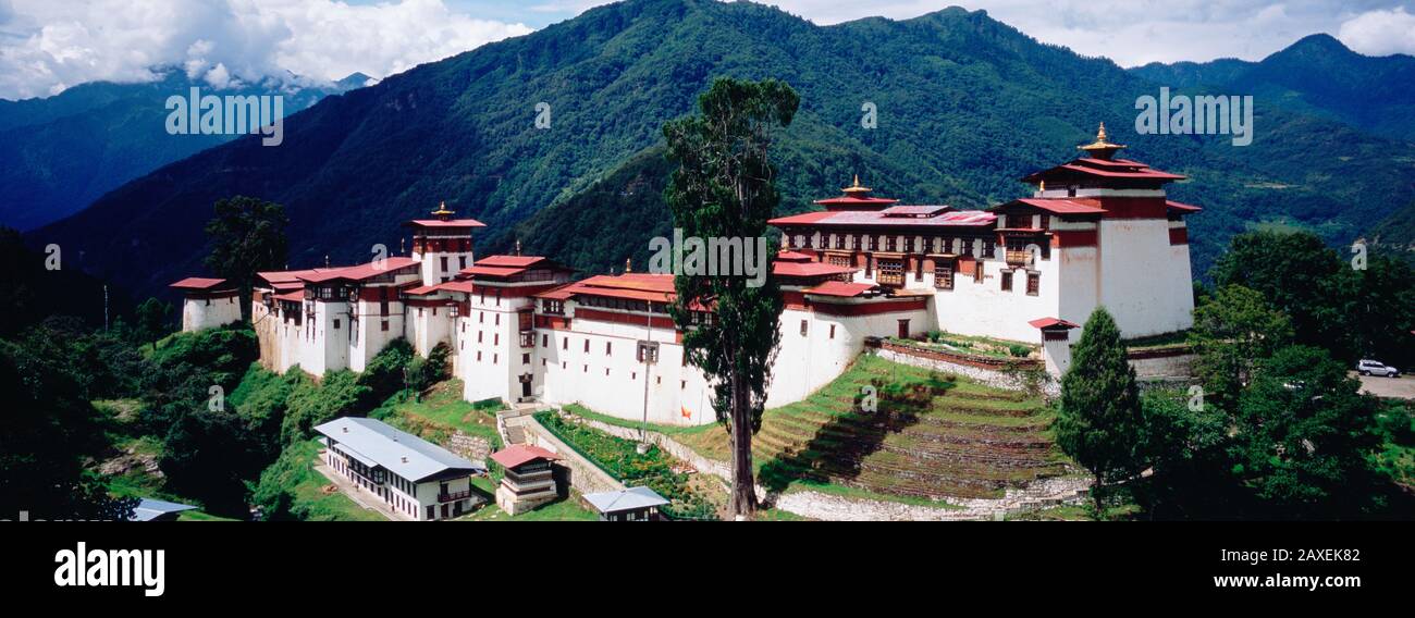 Schloss An EINEM Berg, Trongsar Dzong, Trongsar, Bhutan Stockfoto