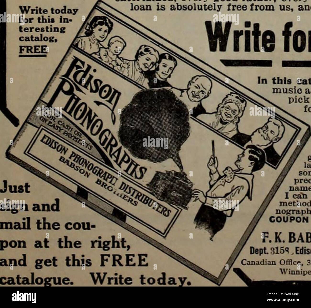 Südtanker: Widmet sich der praktischen und fortschrittlichen Landwirtschaft, dem Gartenbau, dem Trucking, dem Lebendbestand und dem Feuergefecht. Jetzt, denken Sie daran, bittet niemand um einen Cent Ihres Geldes. Schreiben Sie heute für diesen interestingcatalog,FREE Write for the FREE Edison Catalog •s. ^CT?;-5WJ S"3^a. AS^E.: .^>GB,.^i S * r-A -":. BHBOI im^NH -WT ^r a. Xvv Ich möchte jeden verantwortungsbewussten Haushalt im Land, jeden Mann, der sein Zuhause fröhlich und seine Familie unterhalten sehen will, jeden guten Vater, jeden guten Ehemann, diese kostenlosen Konzerte für sein Haus zu schreiben und zu bekommen. Denken Sie daran, dass das^-Darlehen absolut frei von uns ist, und wir Stockfoto