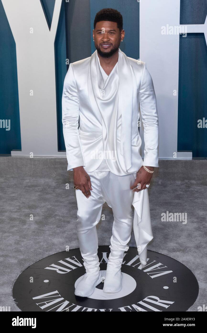 Usher besucht die Vanity Fair Oscar Party im Wallis Annenberg Center for the Performing Arts in Beverly Hills, Los Angeles, USA, am 09. Februar 2020. Weltweite Verwendung Stockfoto
